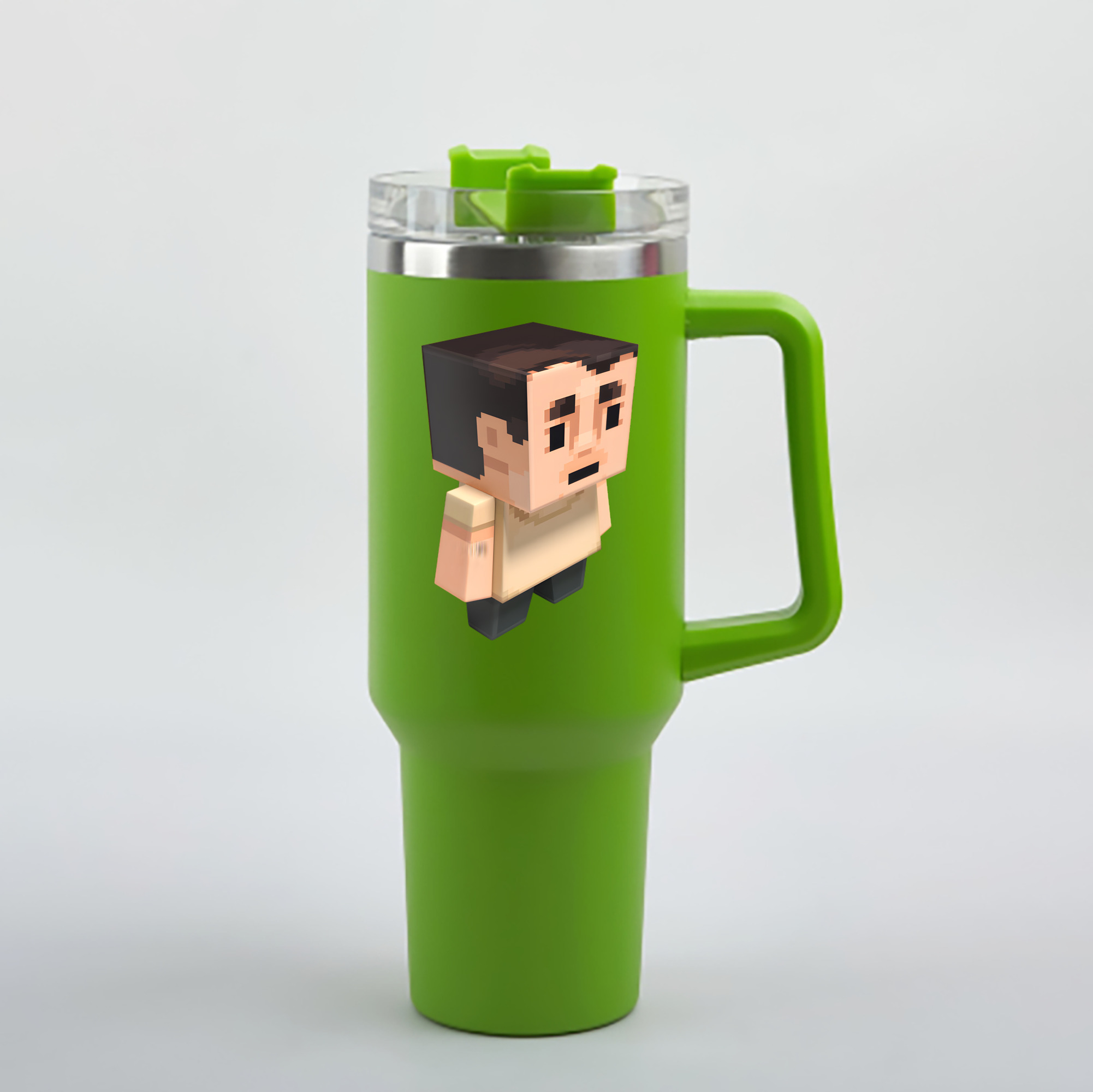 （画像用） マインクラフト ブロックの世界 Minecraft MC Block world 1200mL車用タンブラー - クリスタルステッカー（プラスチックストロー付き）